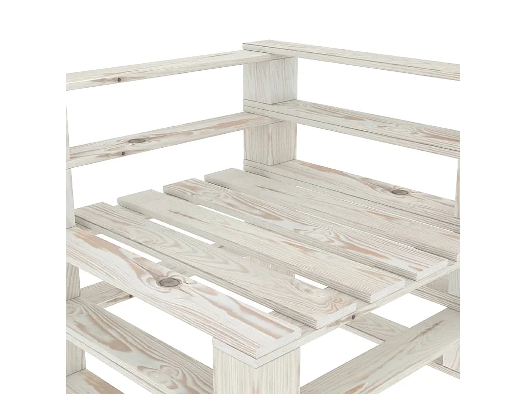 Canapé palette à 3 places de jardin Blanc Bois