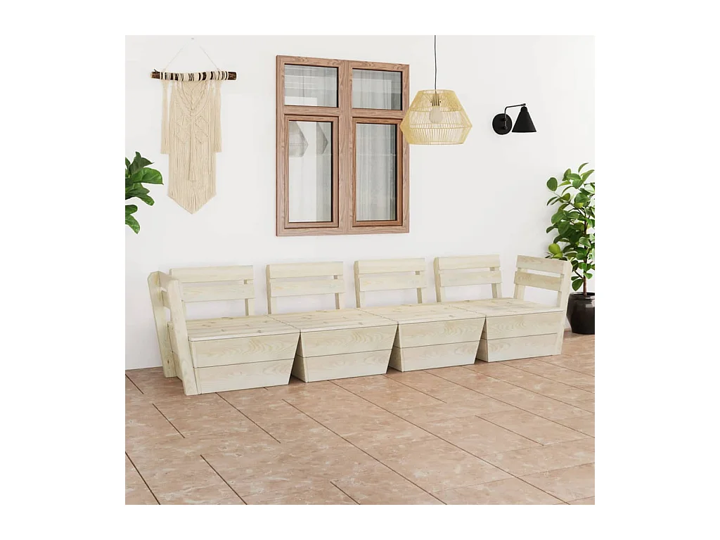 Canapé palette à 4 places de jardin Bois d'épicéa imprégné