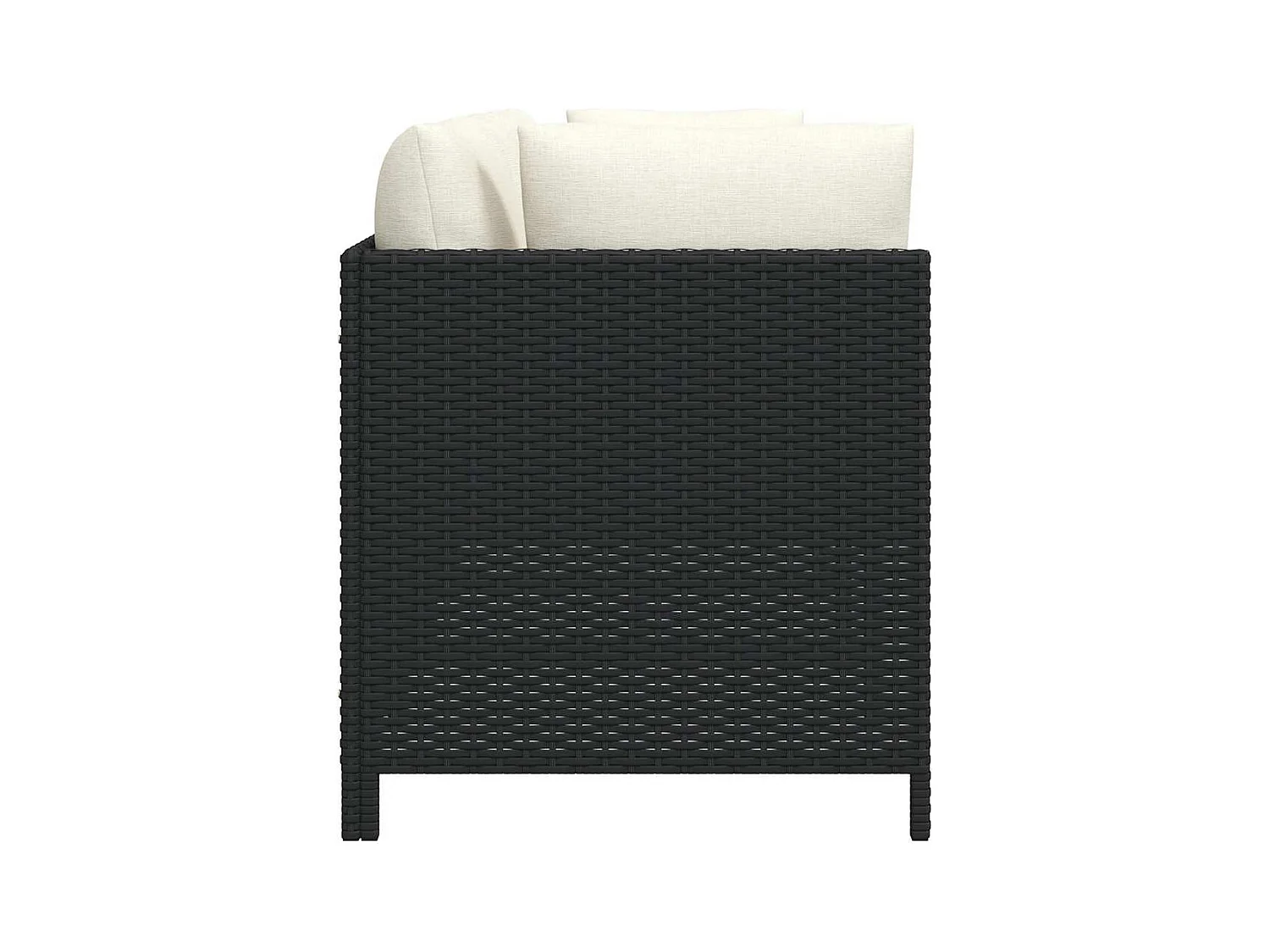 Canapé de jardin à 4 places avec coussins Noir Résine tressée