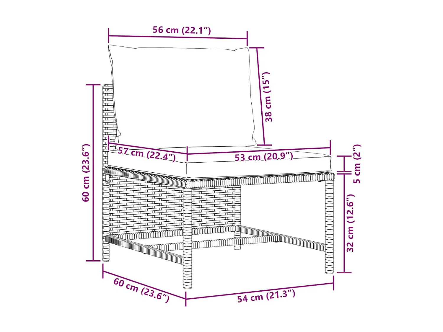 Canapé de jardin à 4 places avec coussins Noir Résine tressée