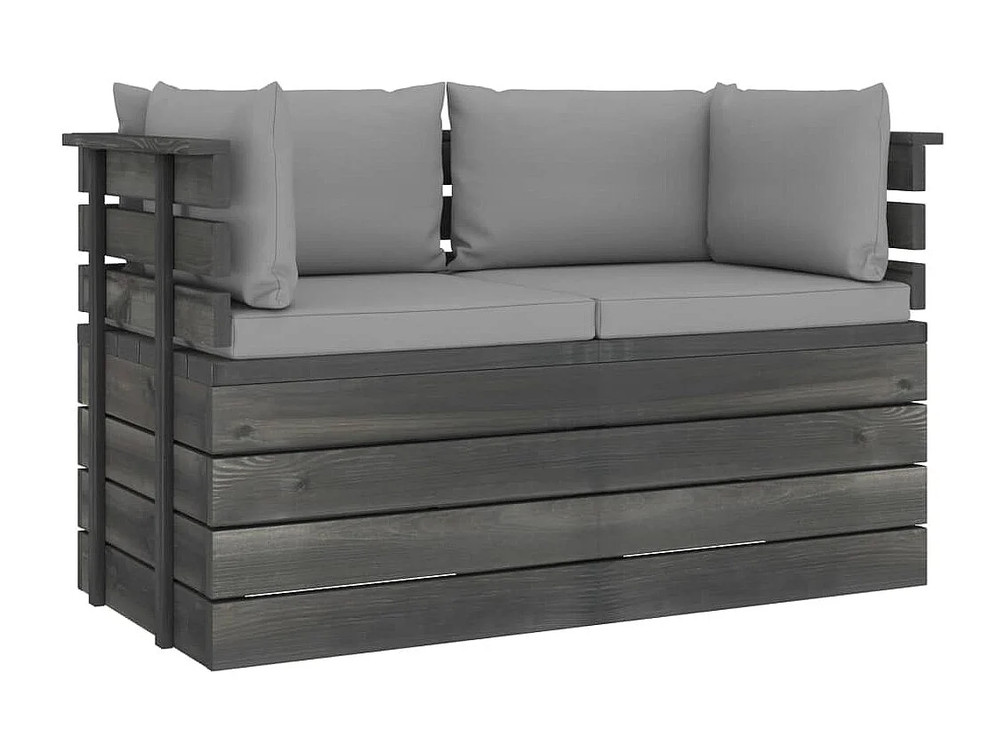 Tuinbank 2-zits met kussens pallet massief grenenhout