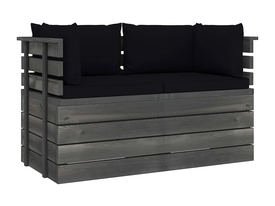 Tuinbank 2-zits met kussens pallet massief grenenhout