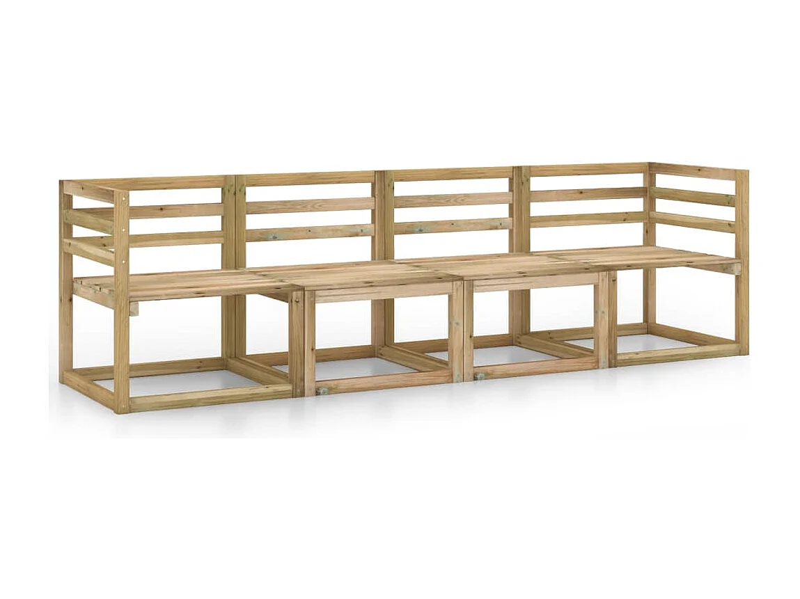 Divano da Giardino a 4 Posti Legno di Pino Impregnato Verde