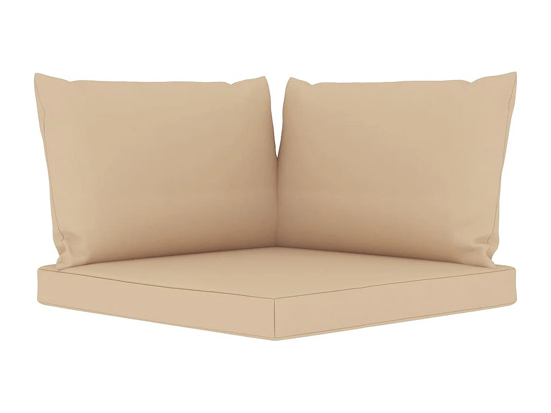 Sofá de paletes p/ jardim 2 lugares com almofadões bege pinho