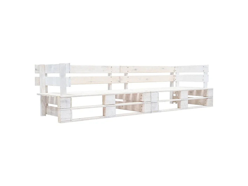 Divano da Giardino a 2 Posti su Pallet Bianco in Legno