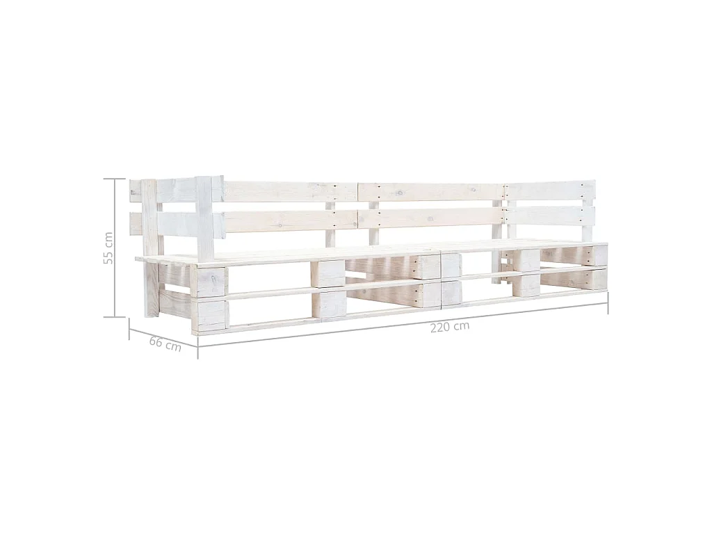 Divano da Giardino a 2 Posti su Pallet Bianco in Legno