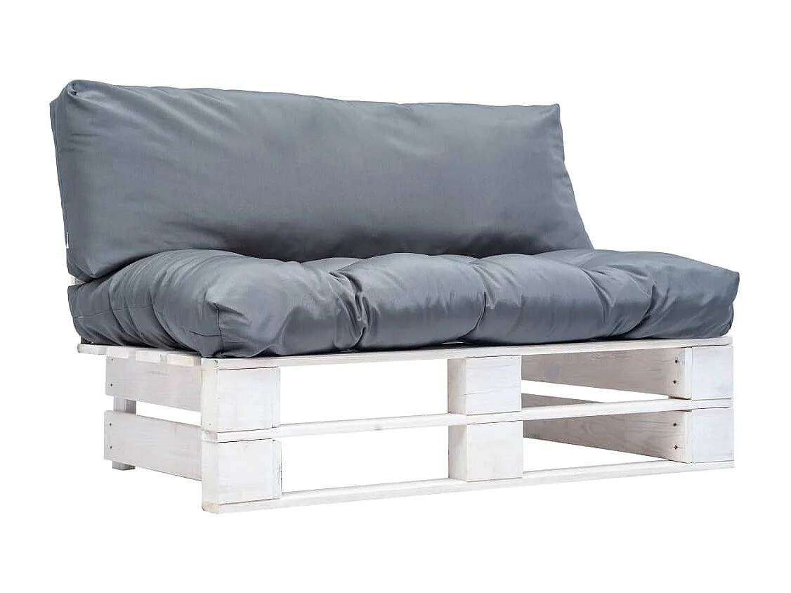 Outdoor-Sofa Paletten mit Kissen in Grau Kiefernholz