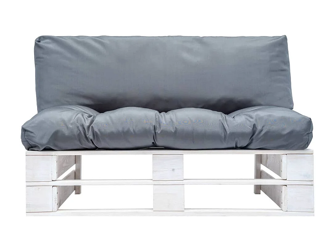 Outdoor-Sofa Paletten mit Kissen in Grau Kiefernholz