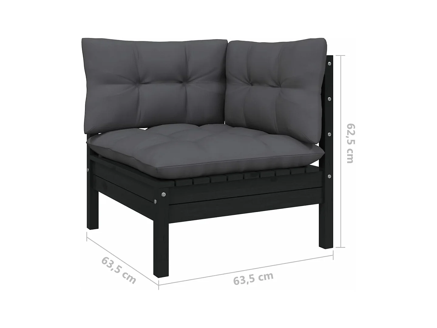 2-Sitzer-Gartensofa mit Anthrazit Kissen Massivholz Kiefer