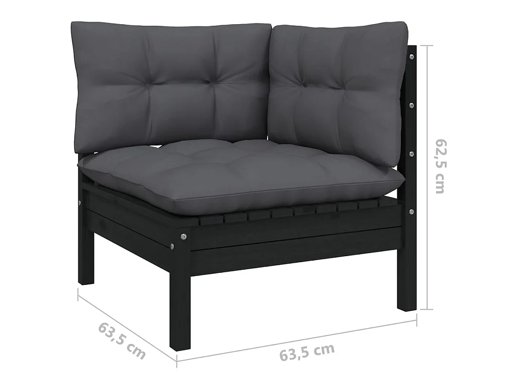 2-Sitzer-Gartensofa mit Anthrazit Kissen Massivholz Kiefer