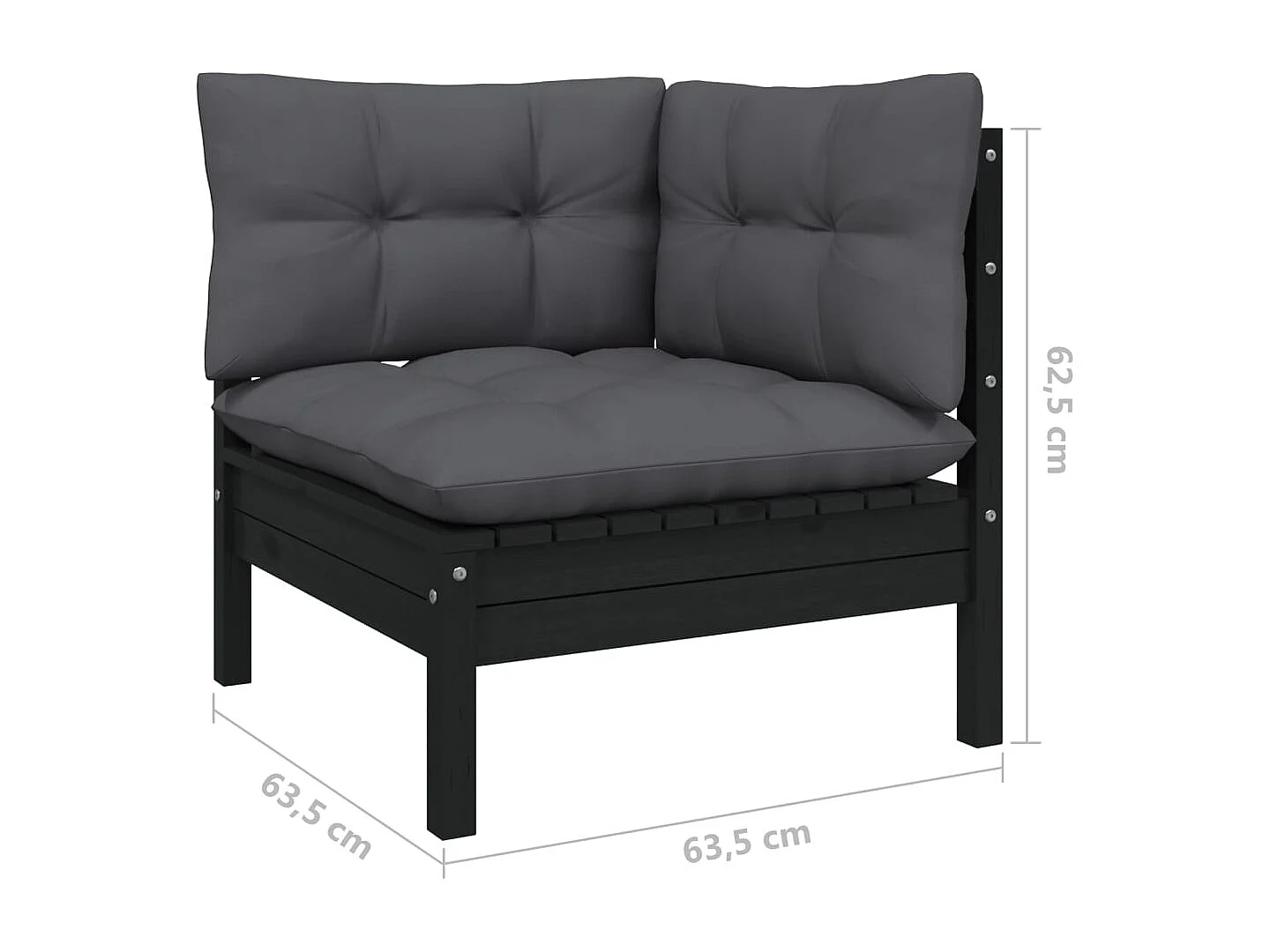 2-Sitzer-Gartensofa mit Anthrazit Kissen Massivholz Kiefer