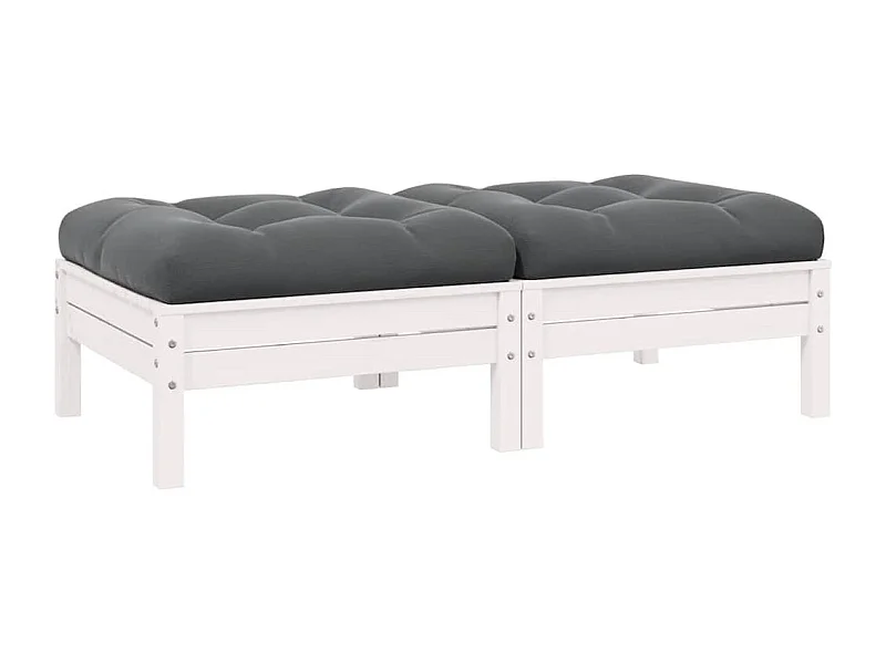 2-Sitzer-Gartensofa mit Kissen Weiß Massivholz Kiefer