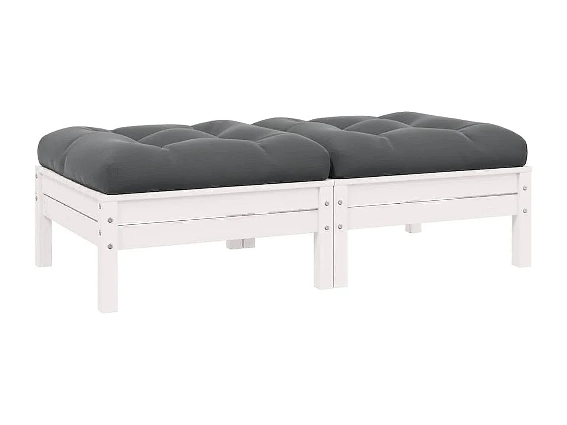 2-Sitzer-Gartensofa mit Kissen Weiß Massivholz Kiefer