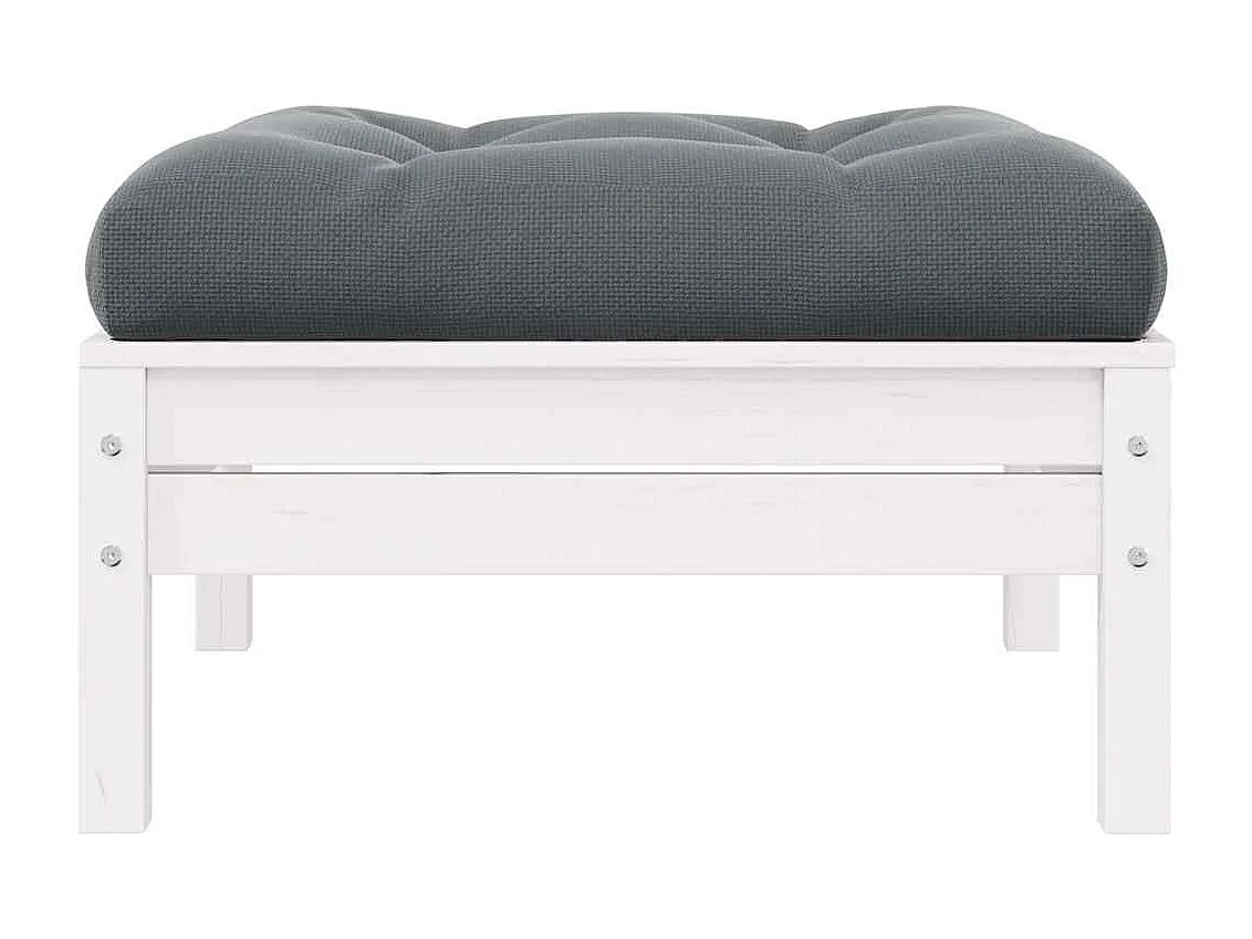 2-Sitzer-Gartensofa mit Kissen Weiß Massivholz Kiefer