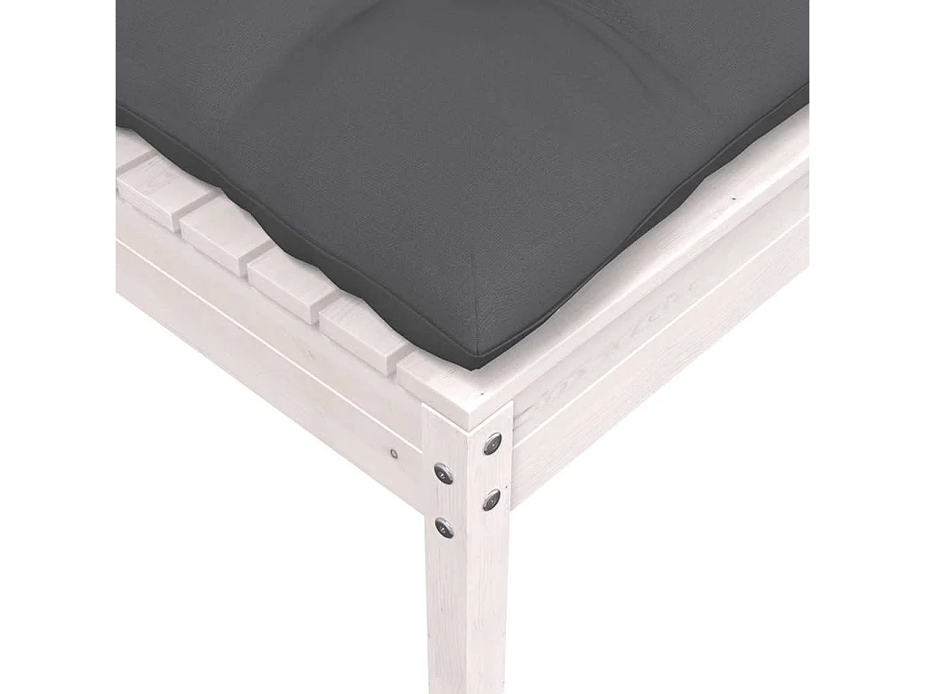 2-Sitzer-Gartensofa mit Kissen Weiß Massivholz Kiefer