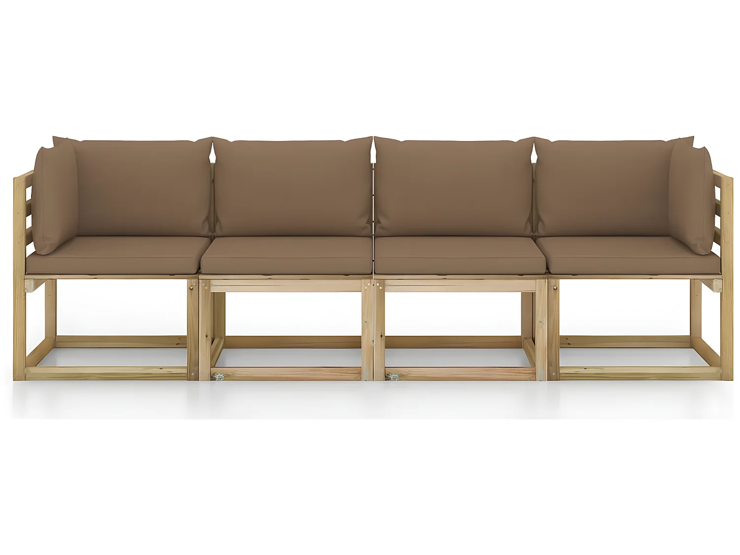 Canapé de jardin 4 places avec coussins taupe