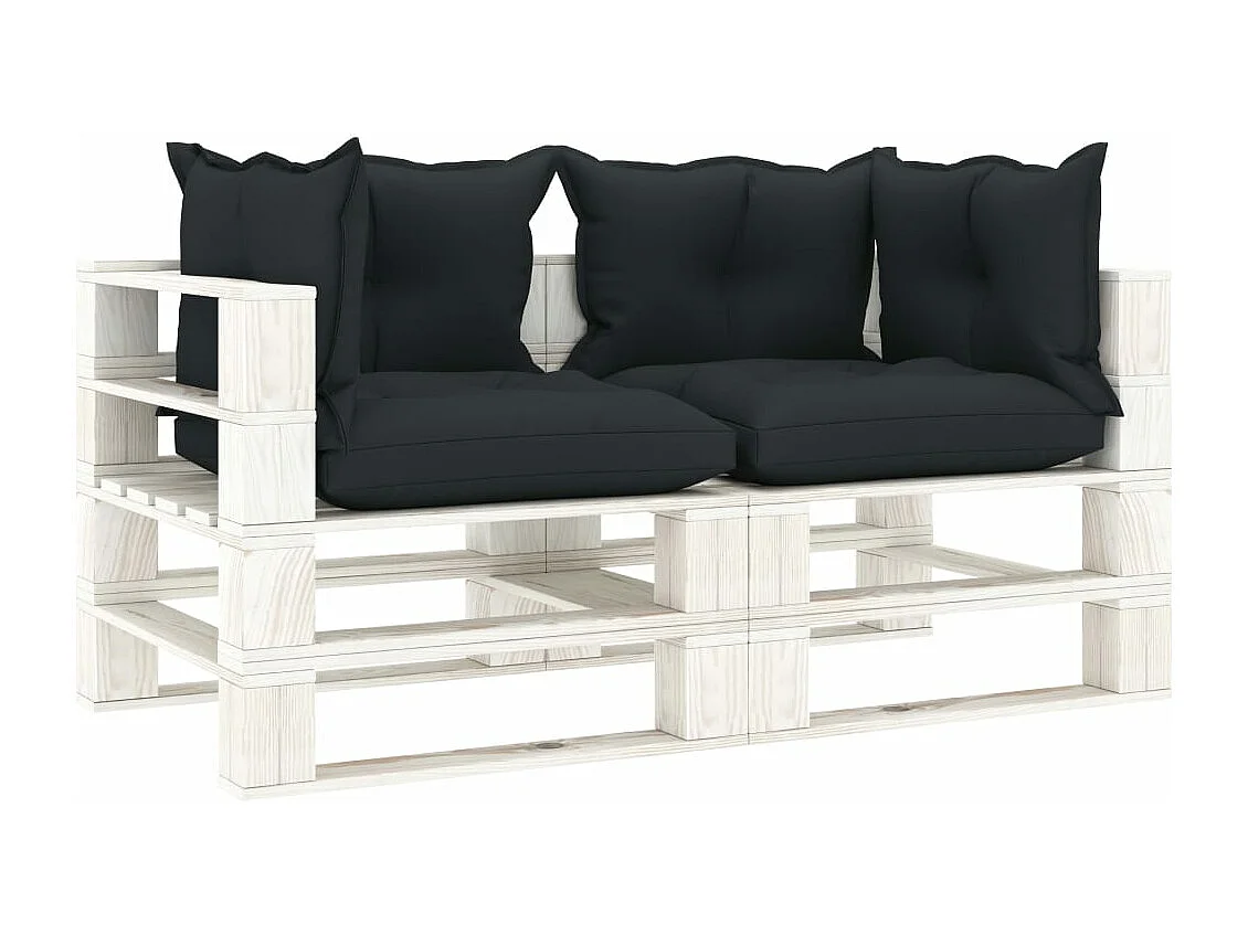 Canapé palette 2 places de jardin et coussins anthracite Bois