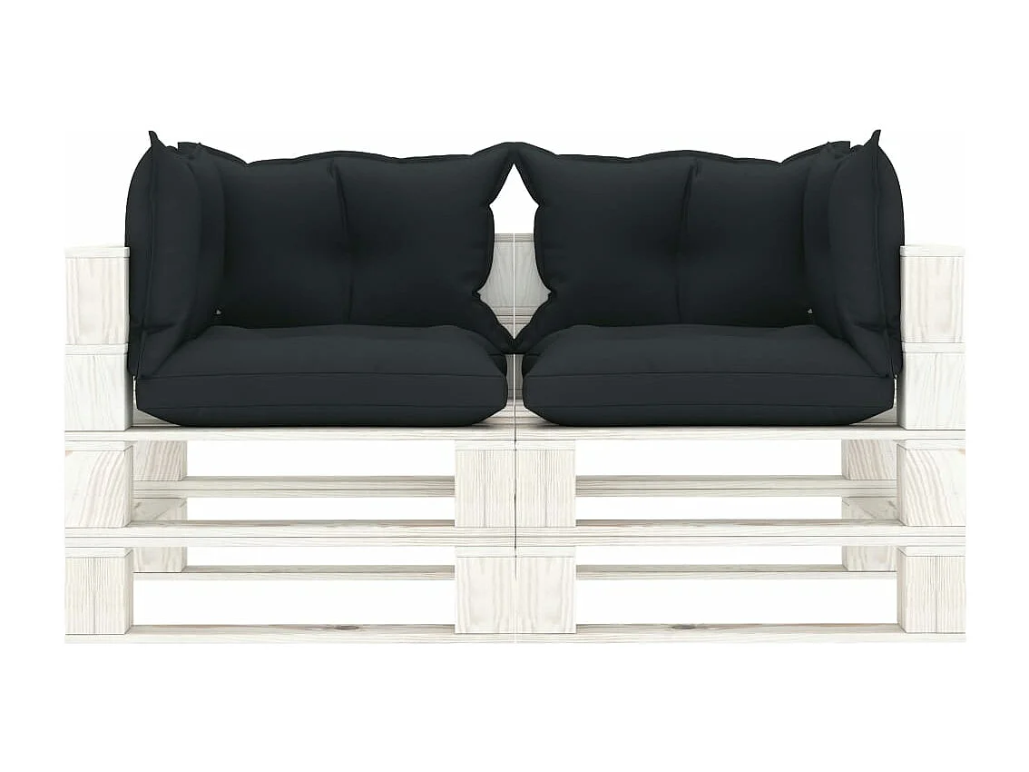 Canapé palette 2 places de jardin et coussins anthracite Bois