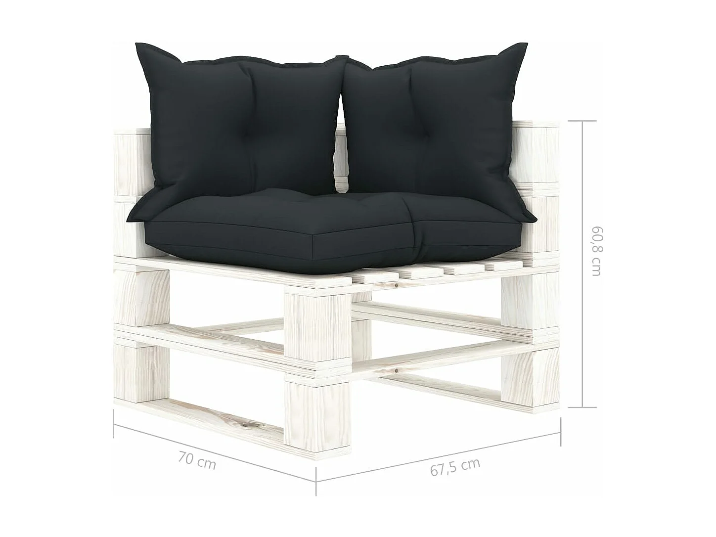 Canapé palette 2 places de jardin et coussins anthracite Bois