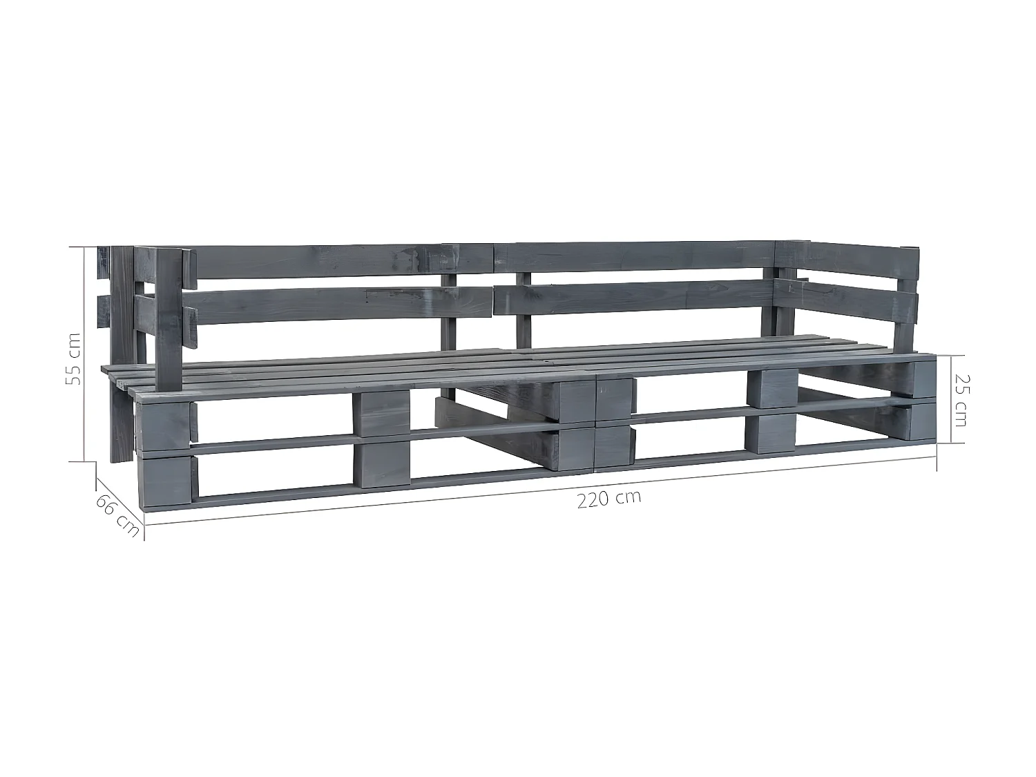 Canapé palette de jardin 2 places gris bois