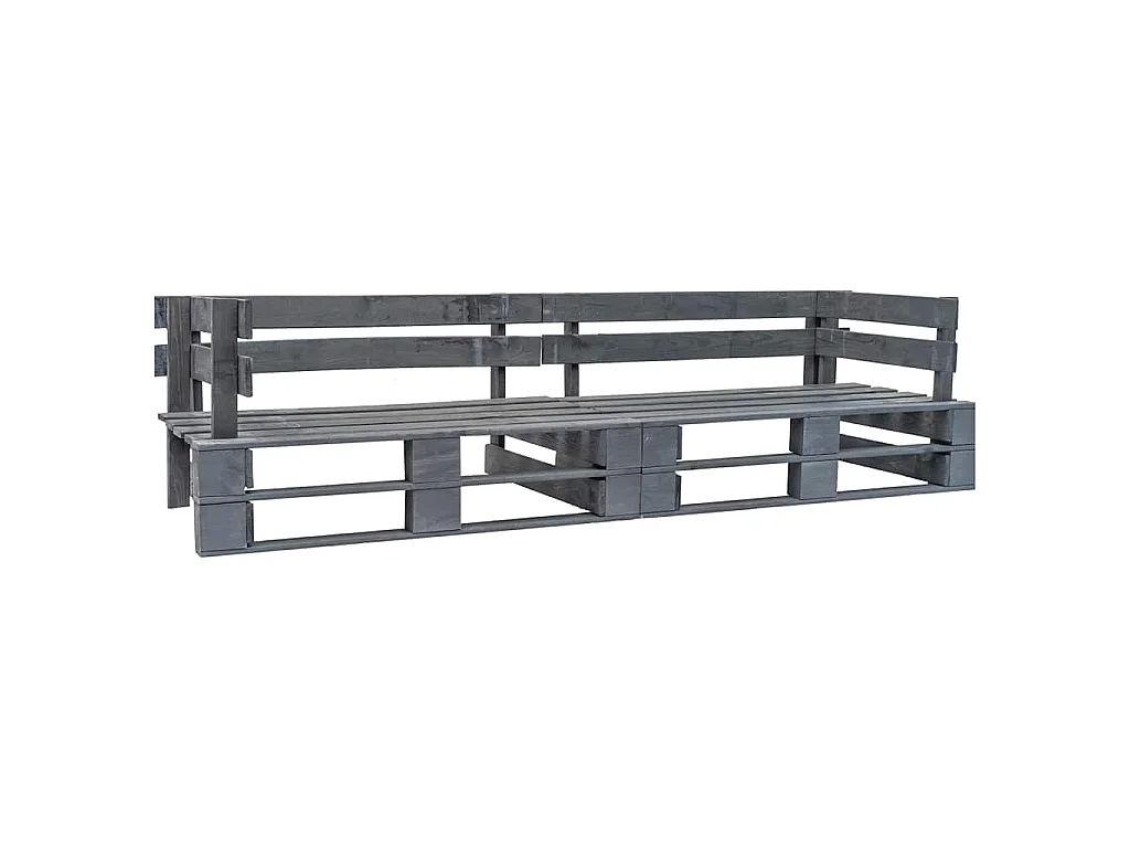 Divano a Pallet da Giardino 2 Posti Grigio in Legno