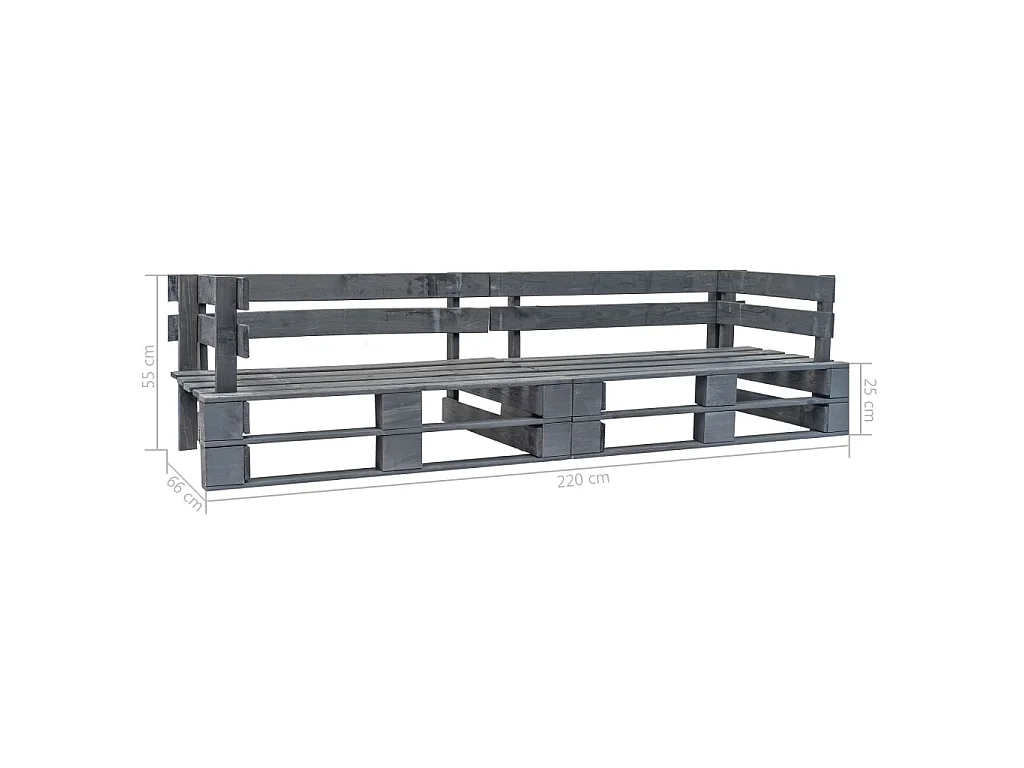 Divano a Pallet da Giardino 2 Posti Grigio in Legno
