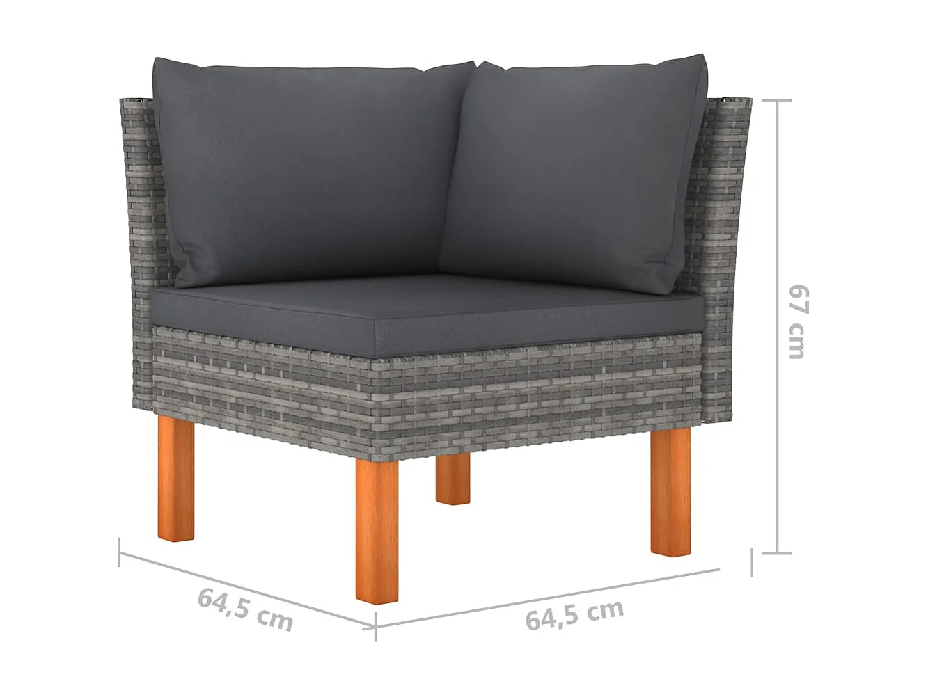 Canapé de jardin à 4 places avec coussins Gris Résine tressée