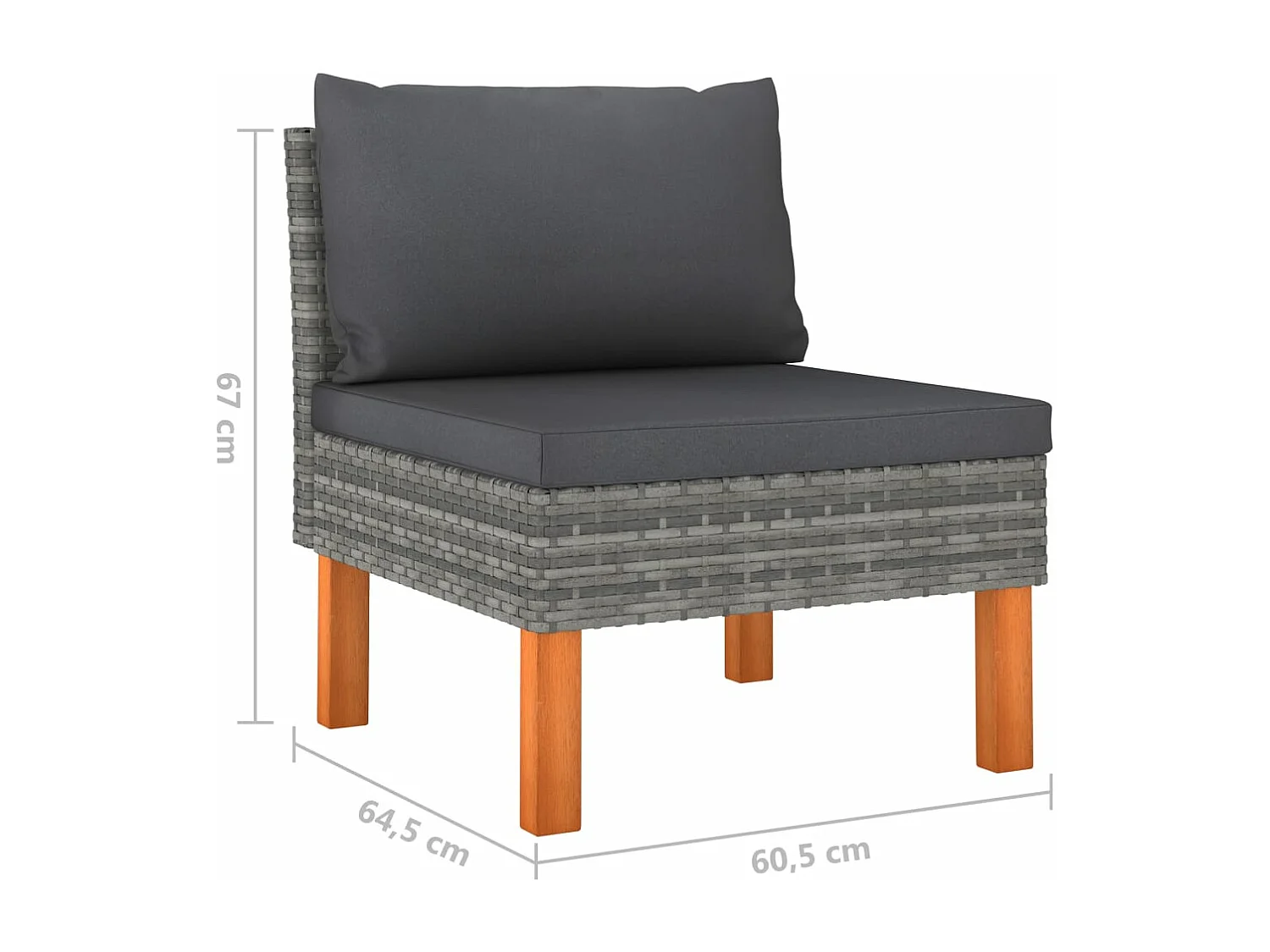 Canapé de jardin à 4 places avec coussins Gris Résine tressée