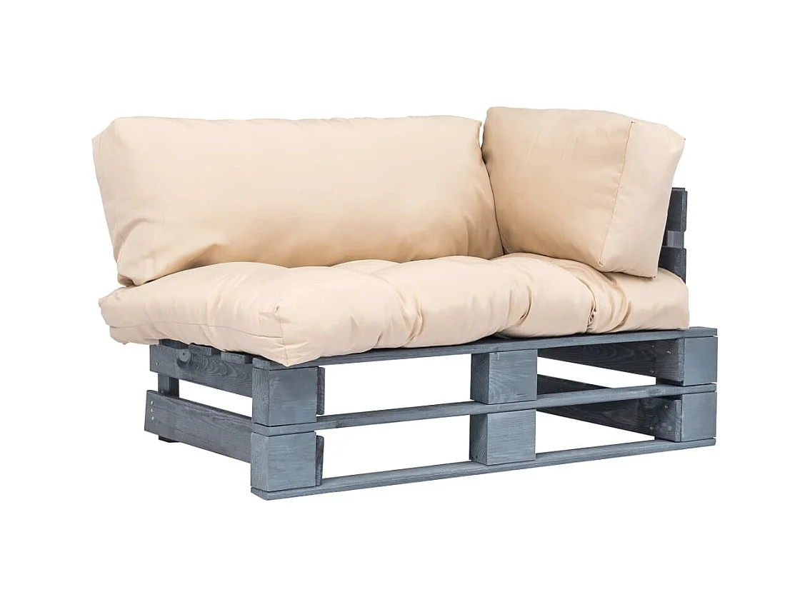 Tuinbank pallet met zandkleurige kussens grenenhout