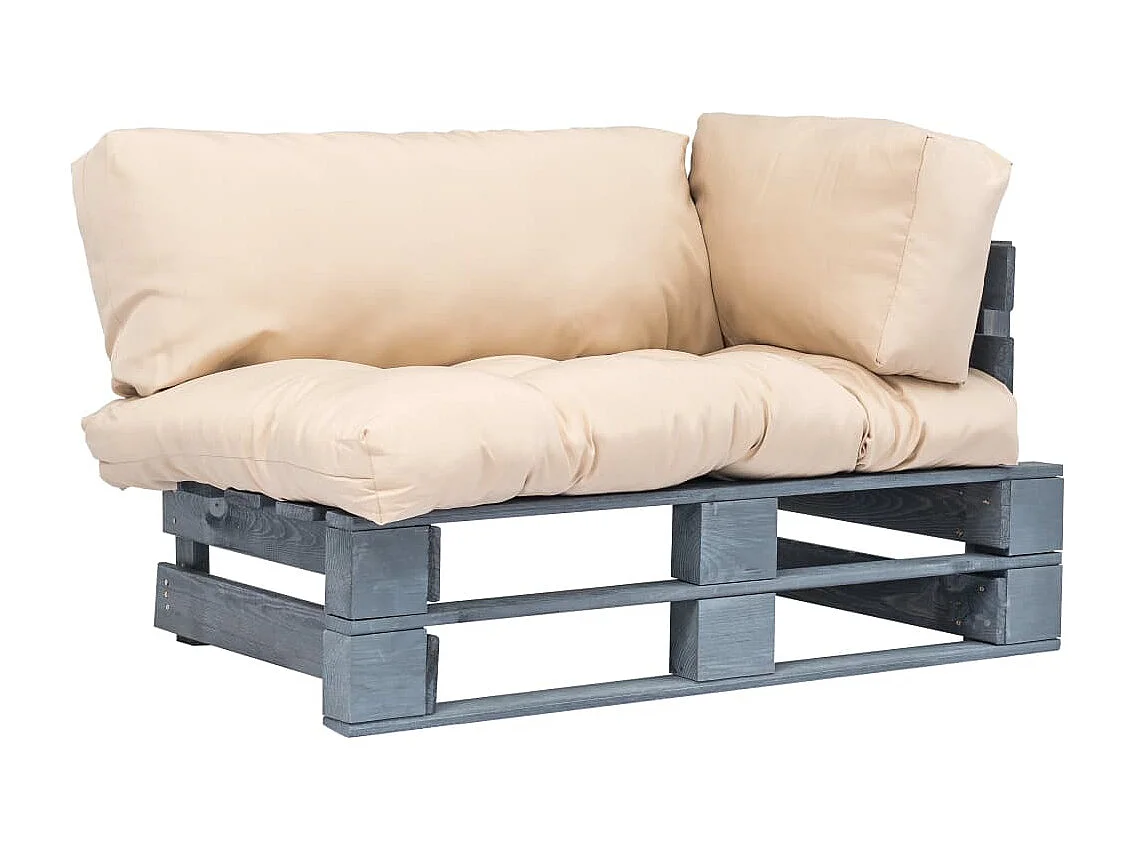 Tuinbank pallet met zandkleurige kussens grenenhout