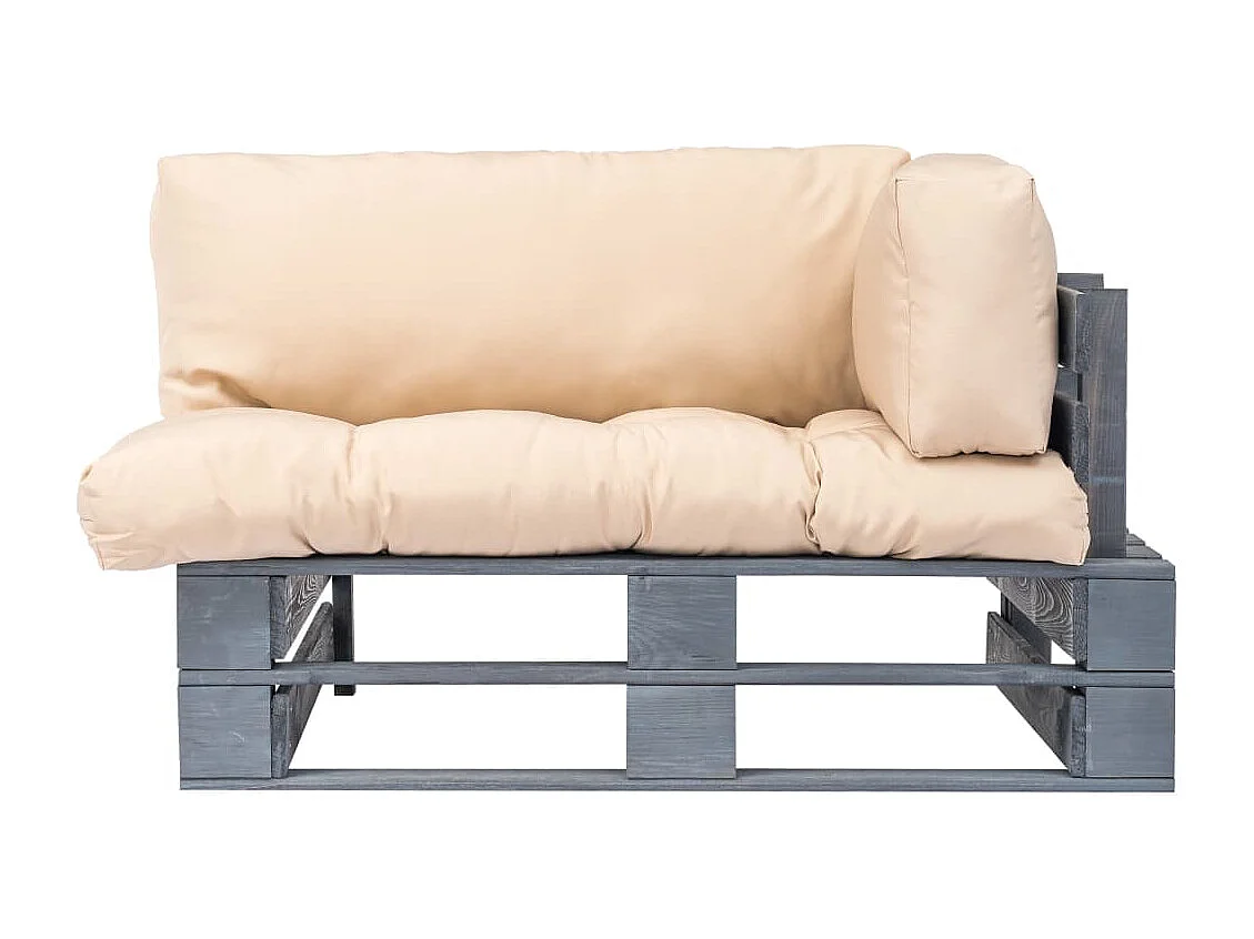 Tuinbank pallet met zandkleurige kussens grenenhout