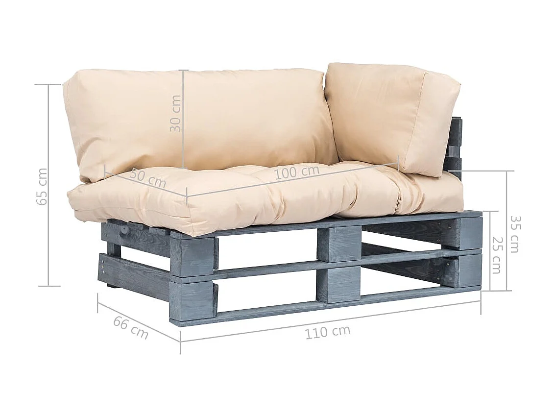Tuinbank pallet met zandkleurige kussens grenenhout