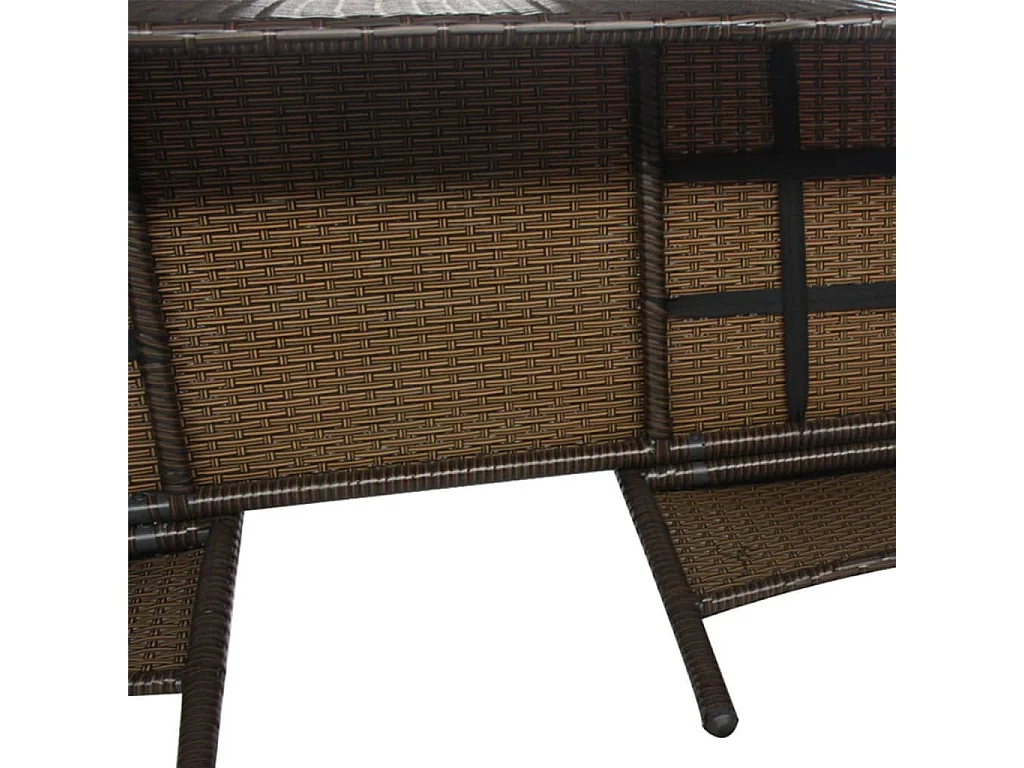 Divano da Giardino a 2 Posti con Tavolino in Polyrattan Marrone