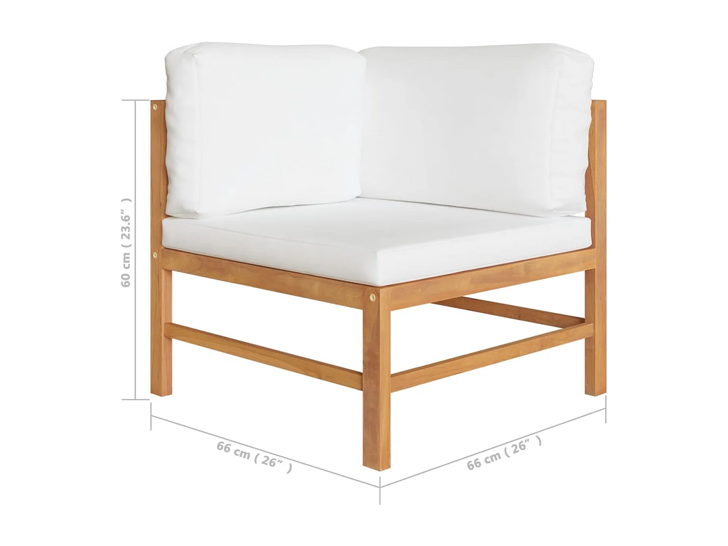 Sofá de jardim 2 lugares c/ almofadões cor creme teca maciça