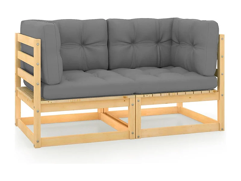 Gartensofa 2-Sitzer mit Kissen Kiefer Massivholz