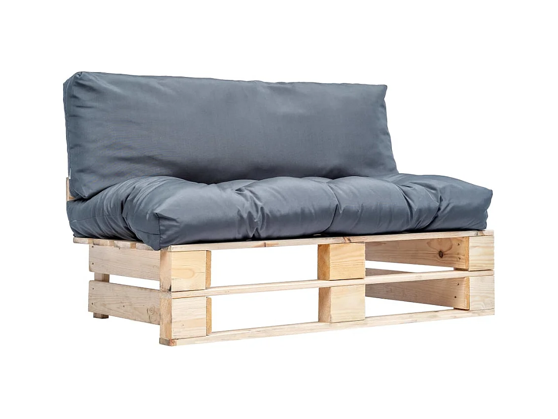 Canapé de jardin palette avec coussins gris Pinède