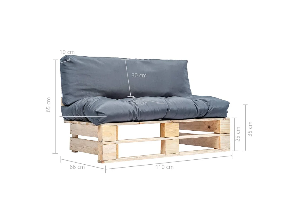 Outdoor-Sofa Paletten mit Kissen in Grau Kiefernholz