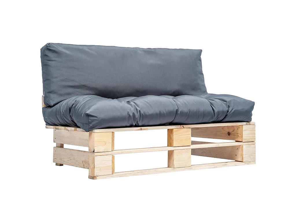 Outdoor-Sofa Paletten mit Kissen in Grau Kiefernholz