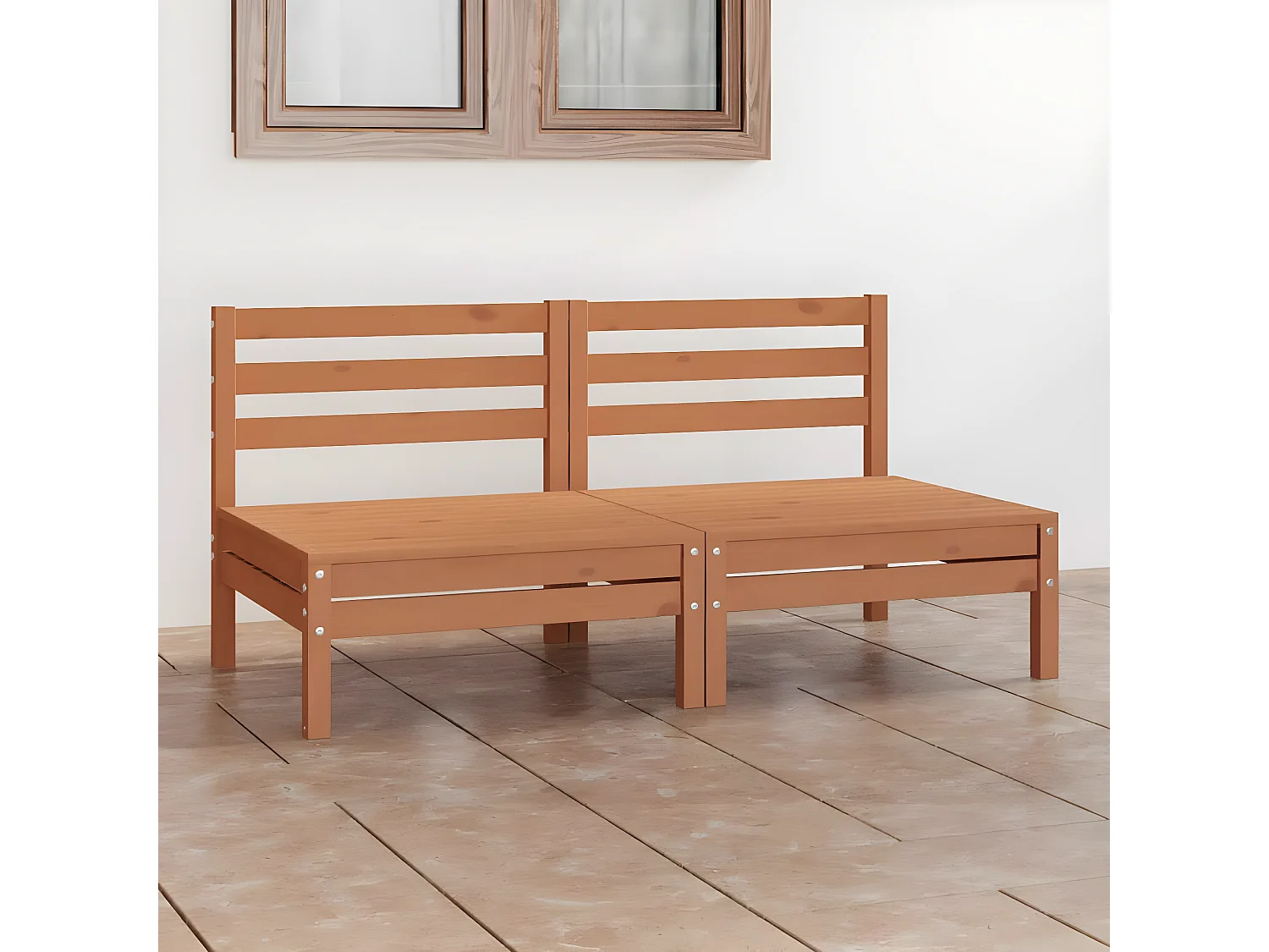 Canapé à 2 places de jardin Marron miel Bois de pin solide