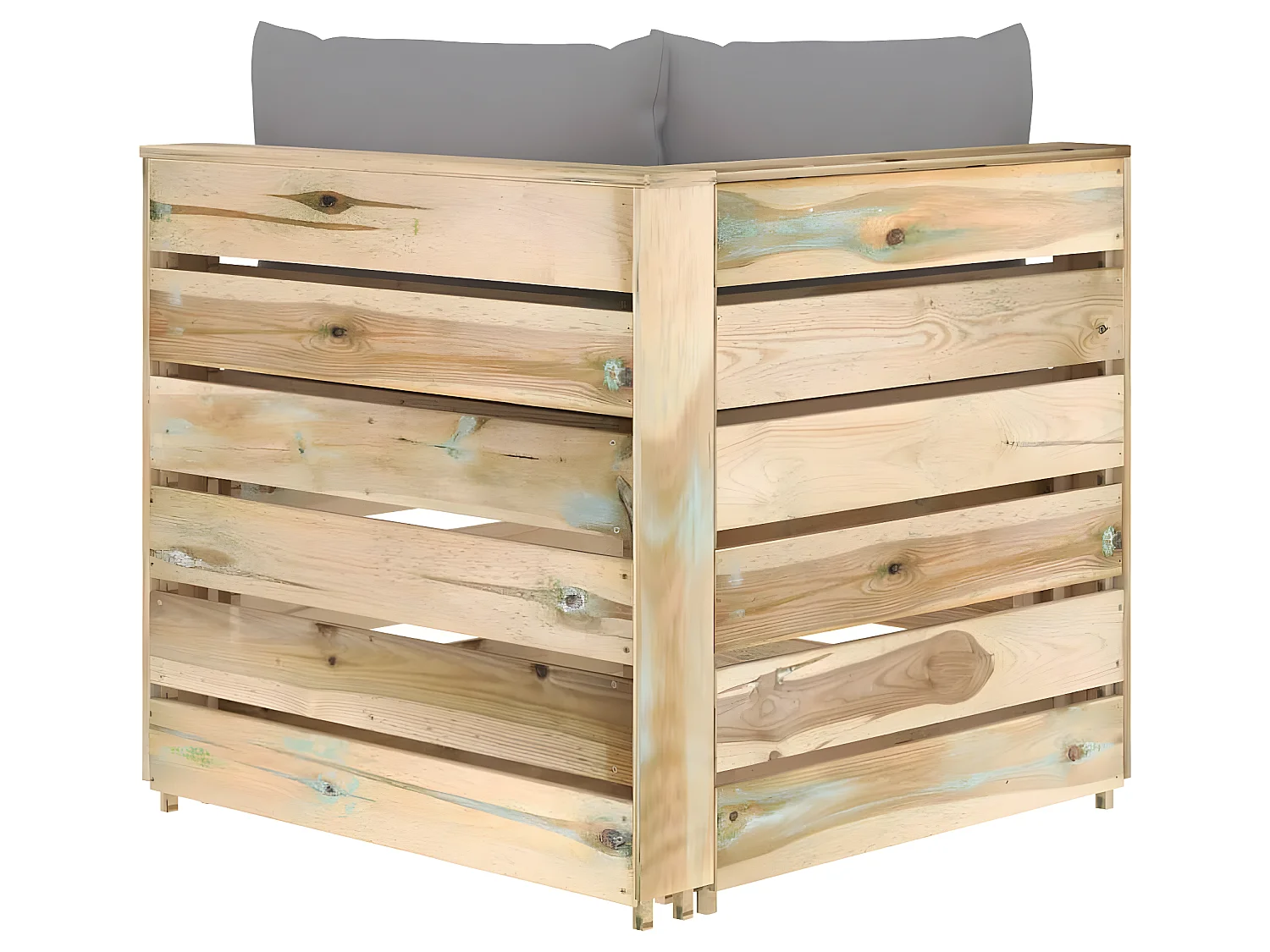 Canapé de jardin 2 places avec coussins Bois imprégné de vert