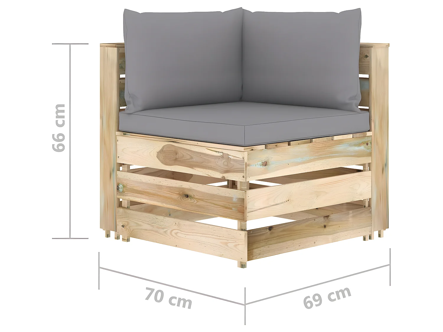 Canapé de jardin 2 places avec coussins Bois imprégné de vert