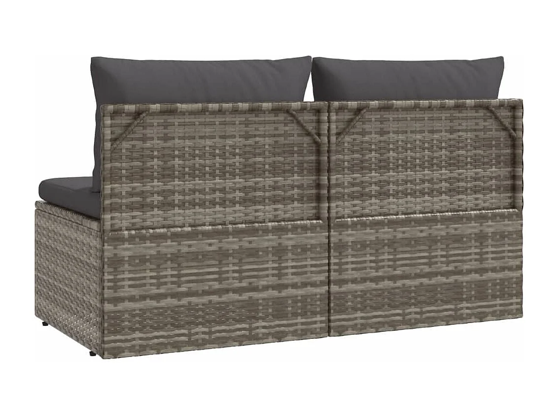 Canapé de jardin 2 places avec coussins Gris Résine tressée