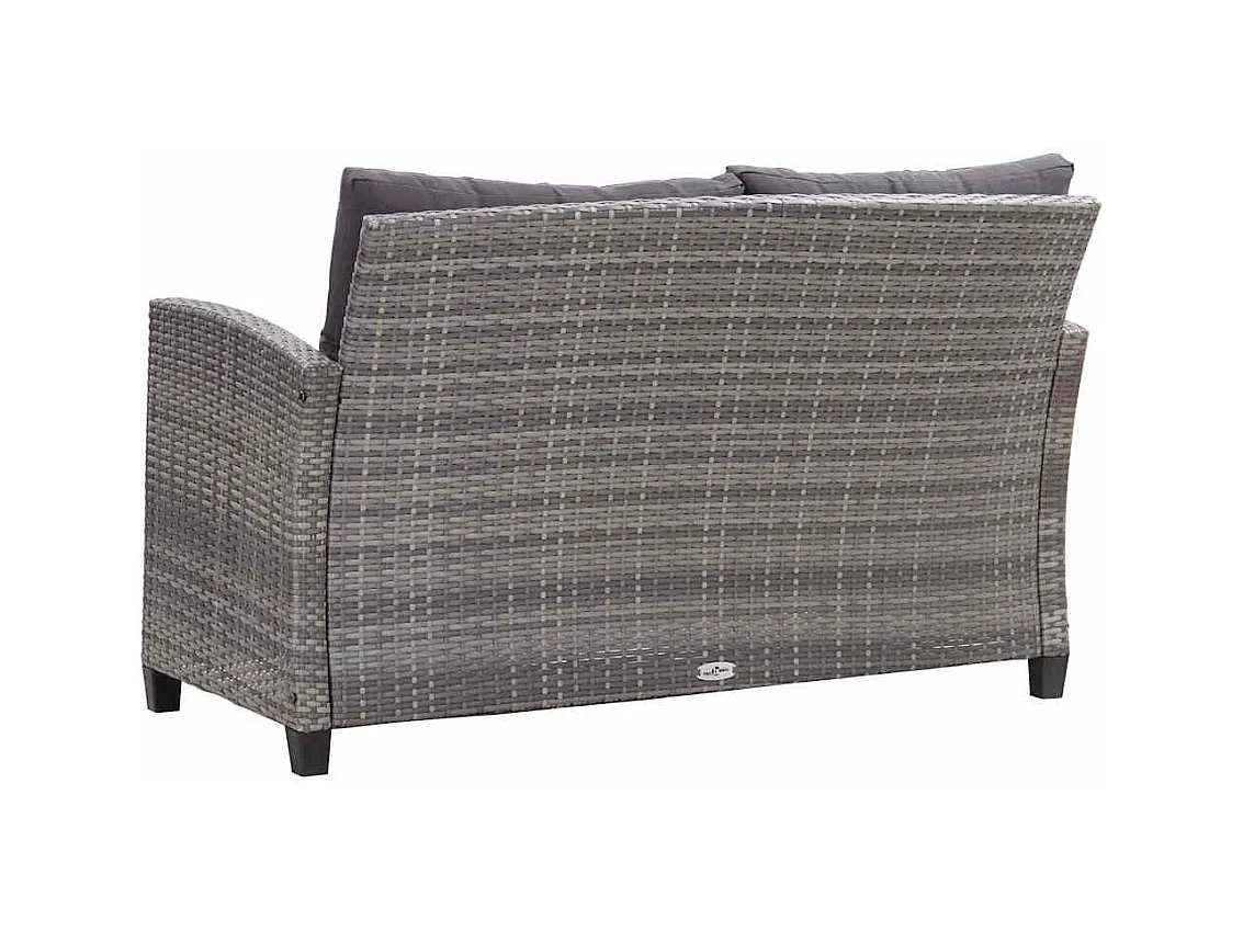 Canapé 2 places de jardin et coussins Gris 124cm Résine tressée
