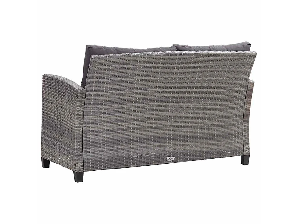 2-Sitzer-Gartensofa mit Kissen Grau 124 cm Poly Rattan