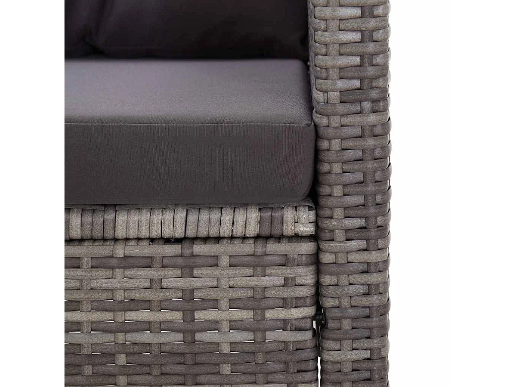 2-Sitzer-Gartensofa mit Kissen Grau 124 cm Poly Rattan