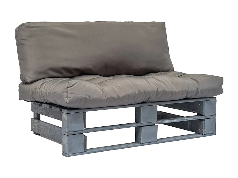 Outdoor-Sofa Paletten mit Kissen in Grau Kiefernholz