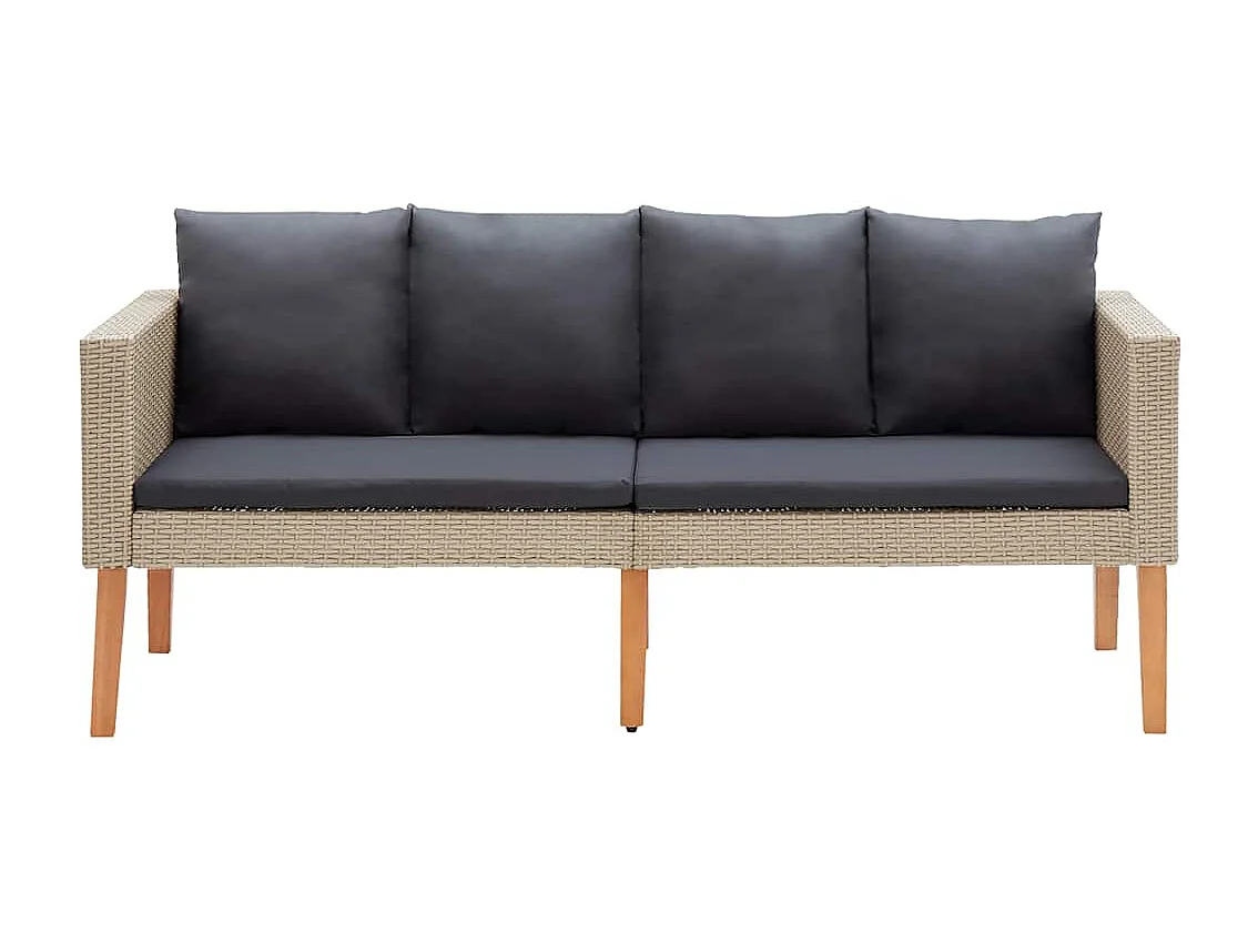 Canapé de jardin à 2 places avec coussins Résine tressée Beige