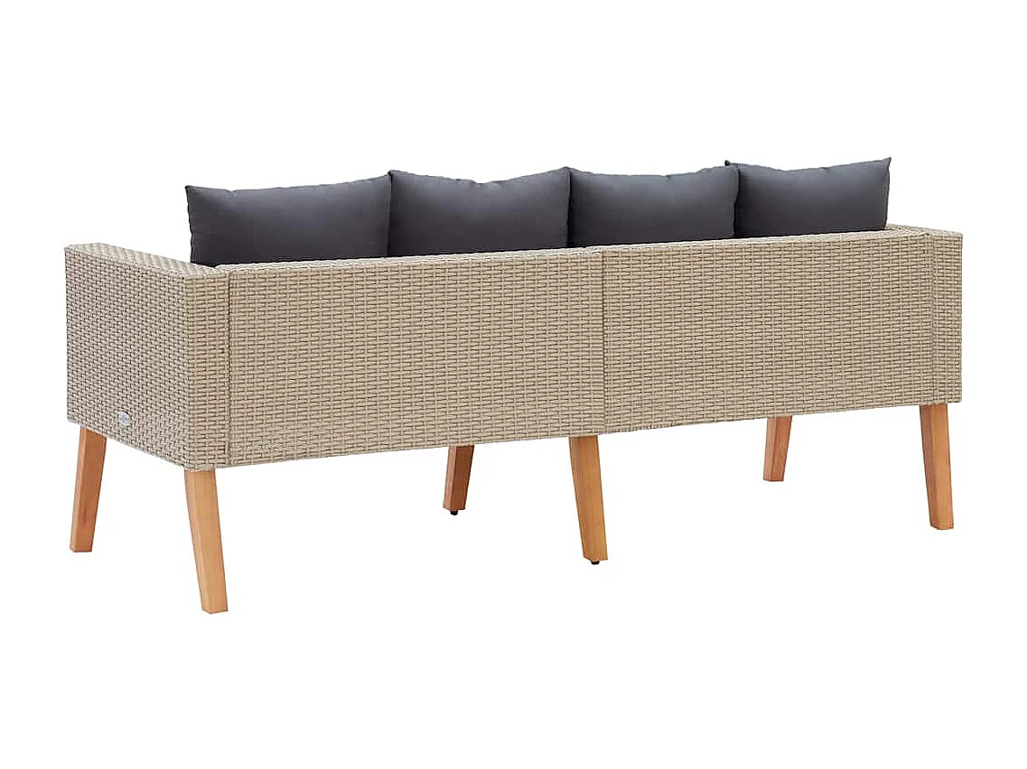 Canapé de jardin à 2 places avec coussins Résine tressée Beige