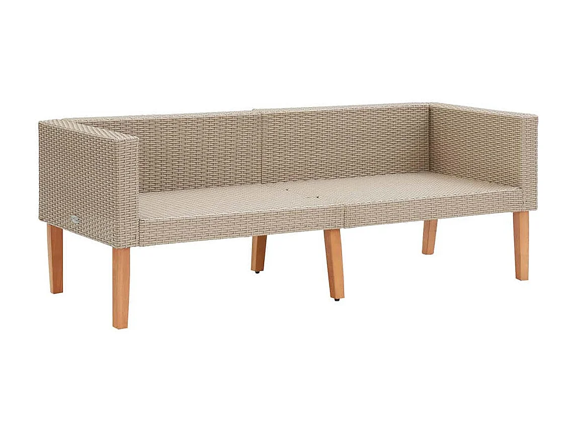 Canapé de jardin à 2 places avec coussins Résine tressée Beige