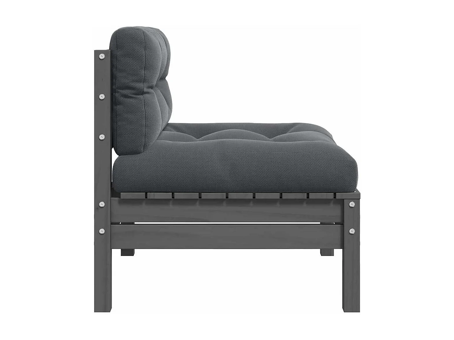 Canapé 2 places de jardin et coussins Gris Bois de pin solide